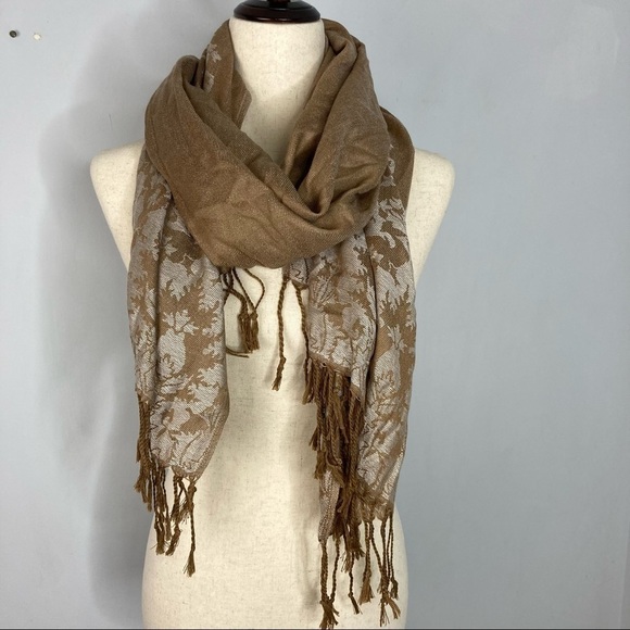 NWT Pashmire Brocade Floral Double Sided Scarf - Picture 2 of 6